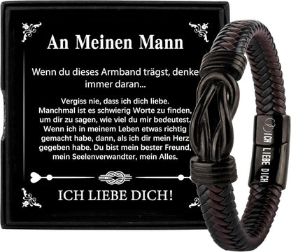 Armband Edelstahl Leder Karte Geschenkbox 20cm.setWindowTitleIch liebe
