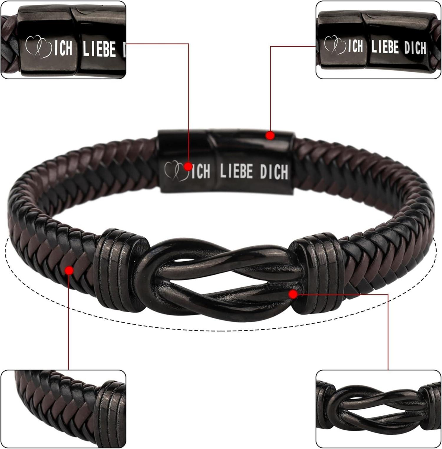 Armband Edelstahl Leder Karte Geschenkbox 20cm.setWindowTitleIch liebe