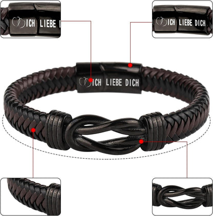 Armband Edelstahl Leder Karte Geschenkbox 20cm.setWindowTitleIch liebe