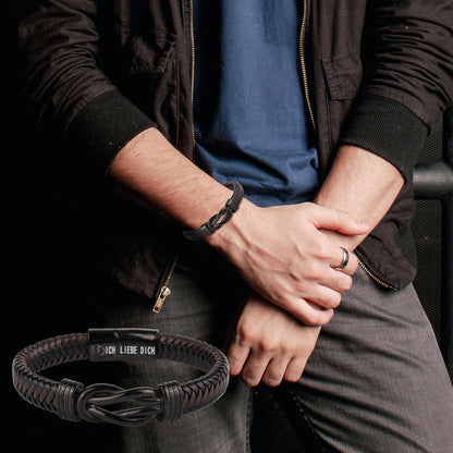Herren Armband Edelstahl Leder Geschenk Valentinstag Jubiläum Weihnachten