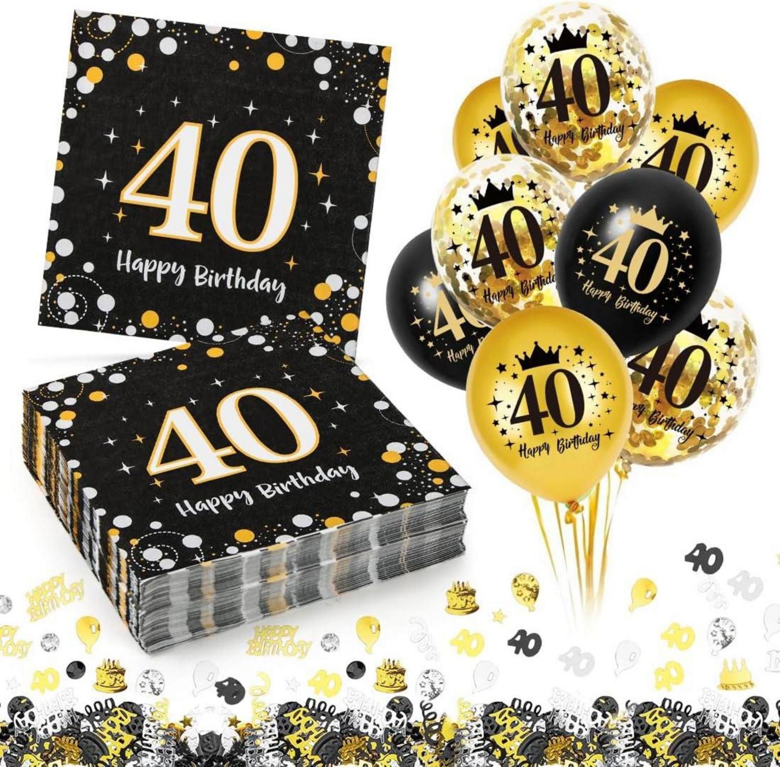 Servietten 40. Geburtstag Deko Set mit Luftballons 30 Stück