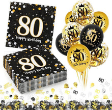Servietten 80. Geburtstag Set: 30 Stück Servietten + 18 Luftballons