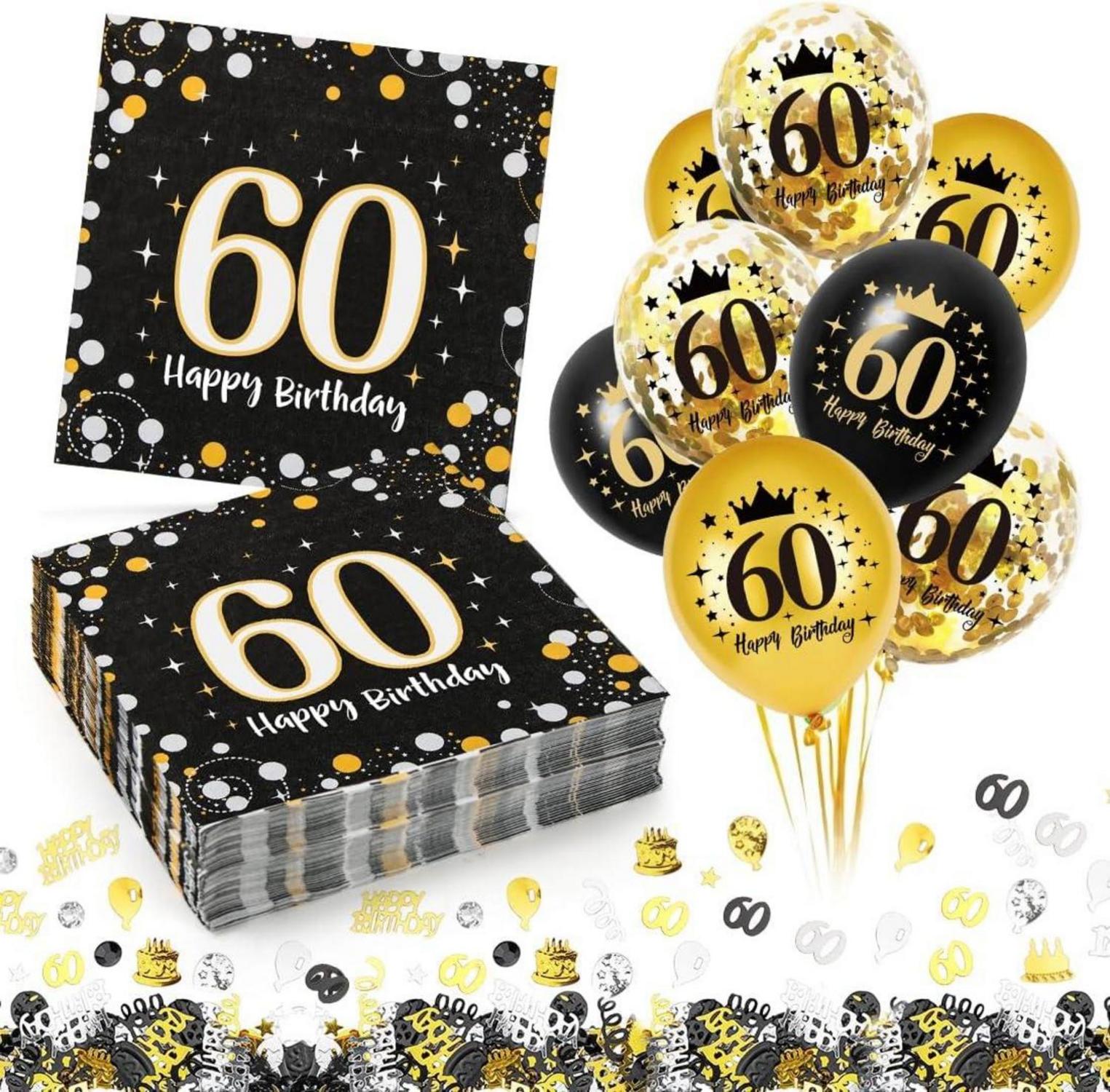 Servietten 60. Geburtstag Deko Set Luftballons Happy Birthday