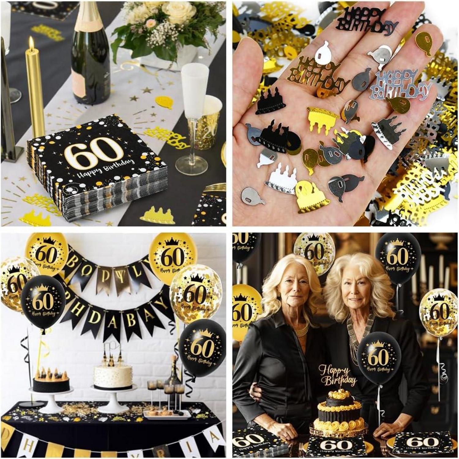Servietten 60. Geburtstag Mann Deko Luftballons Happy Birthday
