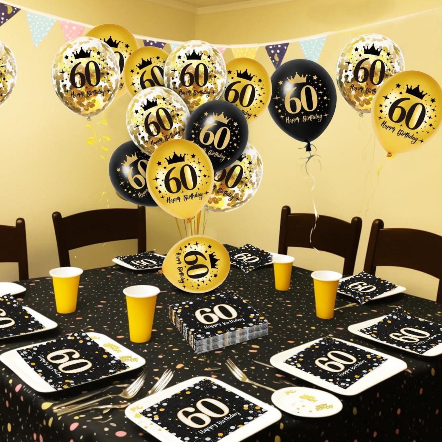 Servietten 60. Geburtstag Mann Frau Deko 30 Stück Luftballons 18 Stück
