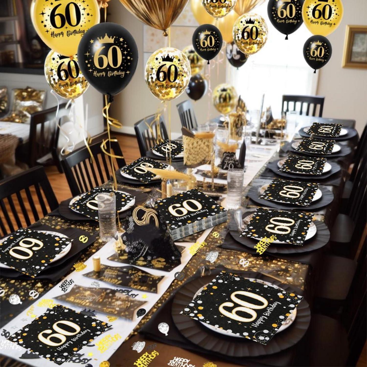 Servietten 60. Geburtstag Mann Deko Luftballons Happy Birthday