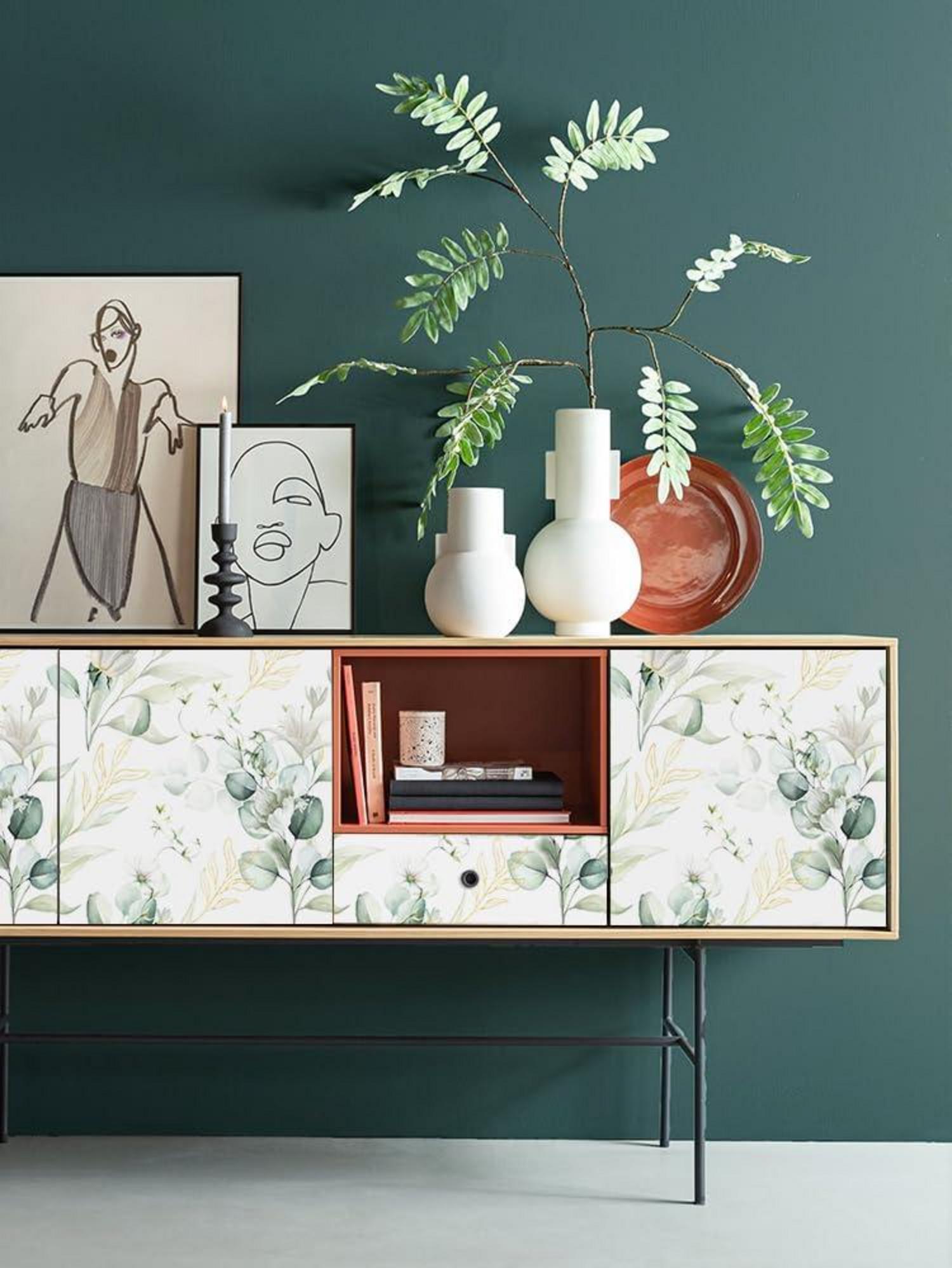 Selbstklebende Blumen Tapete PVC Möbelfolie 44cm x 300cm