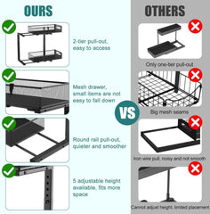 Housolution Spülschrank Organizer 2 Etagen Metall Ausziehbar Unter Waschbecken Regal Schiebeschubladen Unter Spüle Spülenunterschrank Organizer