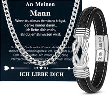 Lederarmband und Halskette Set Geschenke für Männer/Papa, Schwarz