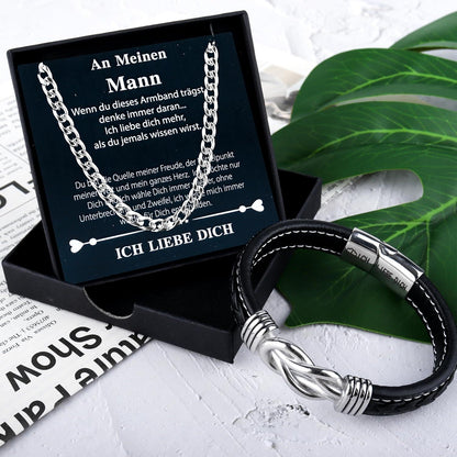 Lederarmband Herren Armband Halskette Set Geschenk Männer Vatertag Weihnachten