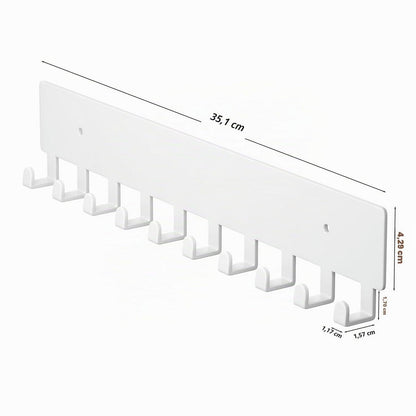 Wand-Schlüsselhalter mit 10 Haken – Weiß, für Flur & Küche