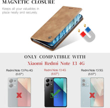 KZB Xiaomi Redmi Note 13 4G Hülle Braun Leder Flip Case