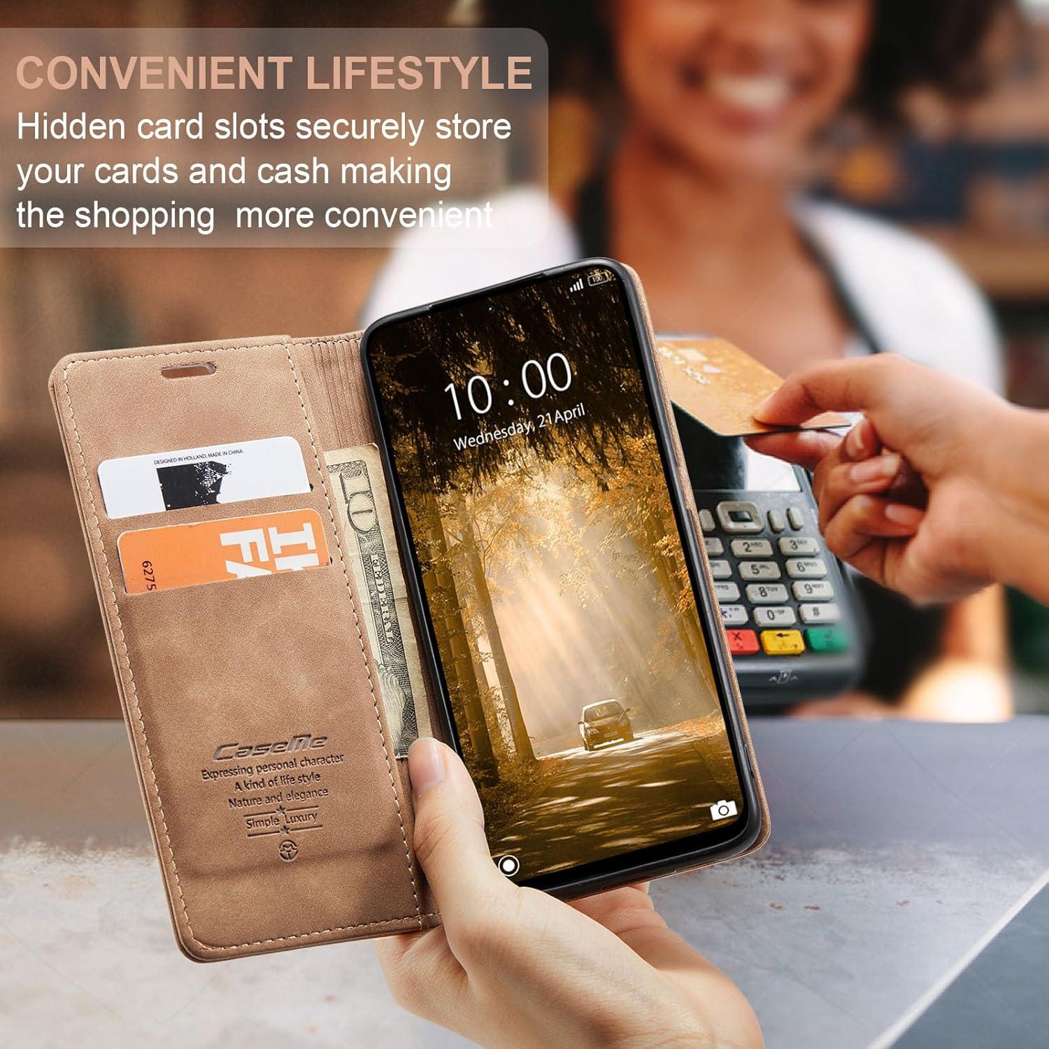 KZB Handyhülle Xiaomi Redmi Note 13 4G Premium Leder Klapphülle Braun