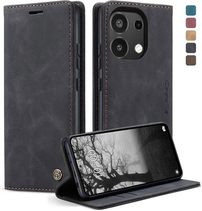 Handyhülle Xiaomi Redmi Note 13 4G Premium Lederhülle Schwarz