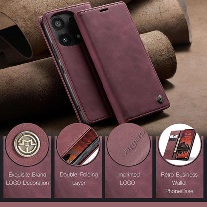Handyhülle Xiaomi Redmi Note 13 Pro 4G Leder Flip Case Weinrot