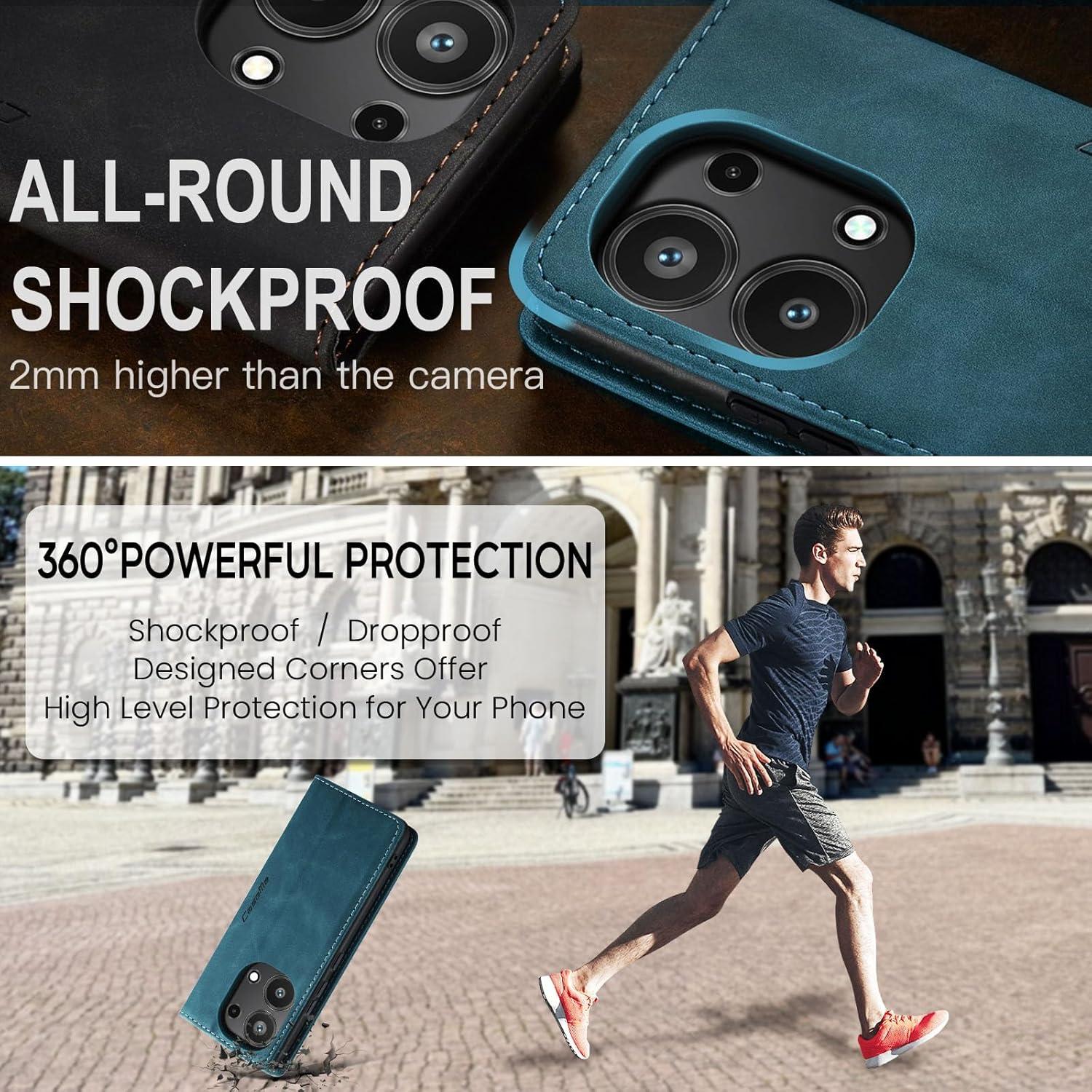 Handyhülle Xiaomi Redmi Note 13 Pro 4G Leder Flip Case Blaugrün