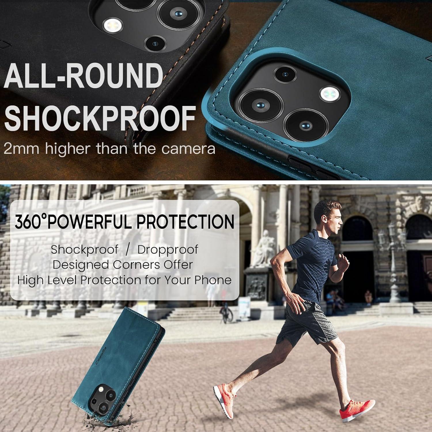 Handyhülle Xiaomi Redmi Note 13 4G Premium Leder Klapphülle Blaugrün