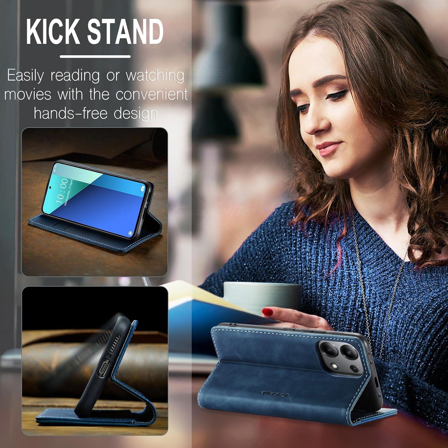 Xiaomi Redmi Note 13 4G Handyhülle Magnet Standfunktion Blau