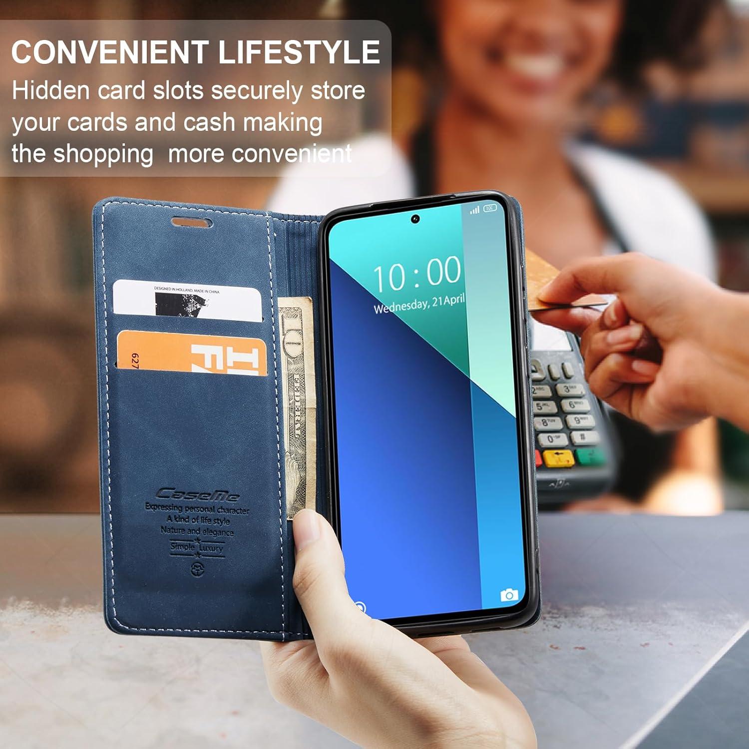 KZB Handyhülle Xiaomi Redmi Note 13 4G Leder Flip Case Blau