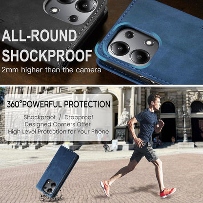 Hülle Xiaomi Redmi Note 13 4G Blau Leder Klappbar Magnet Standfunktion