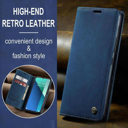 Hülle Xiaomi Redmi Note 13 4G Blau Leder Klappbar Magnet Standfunktion