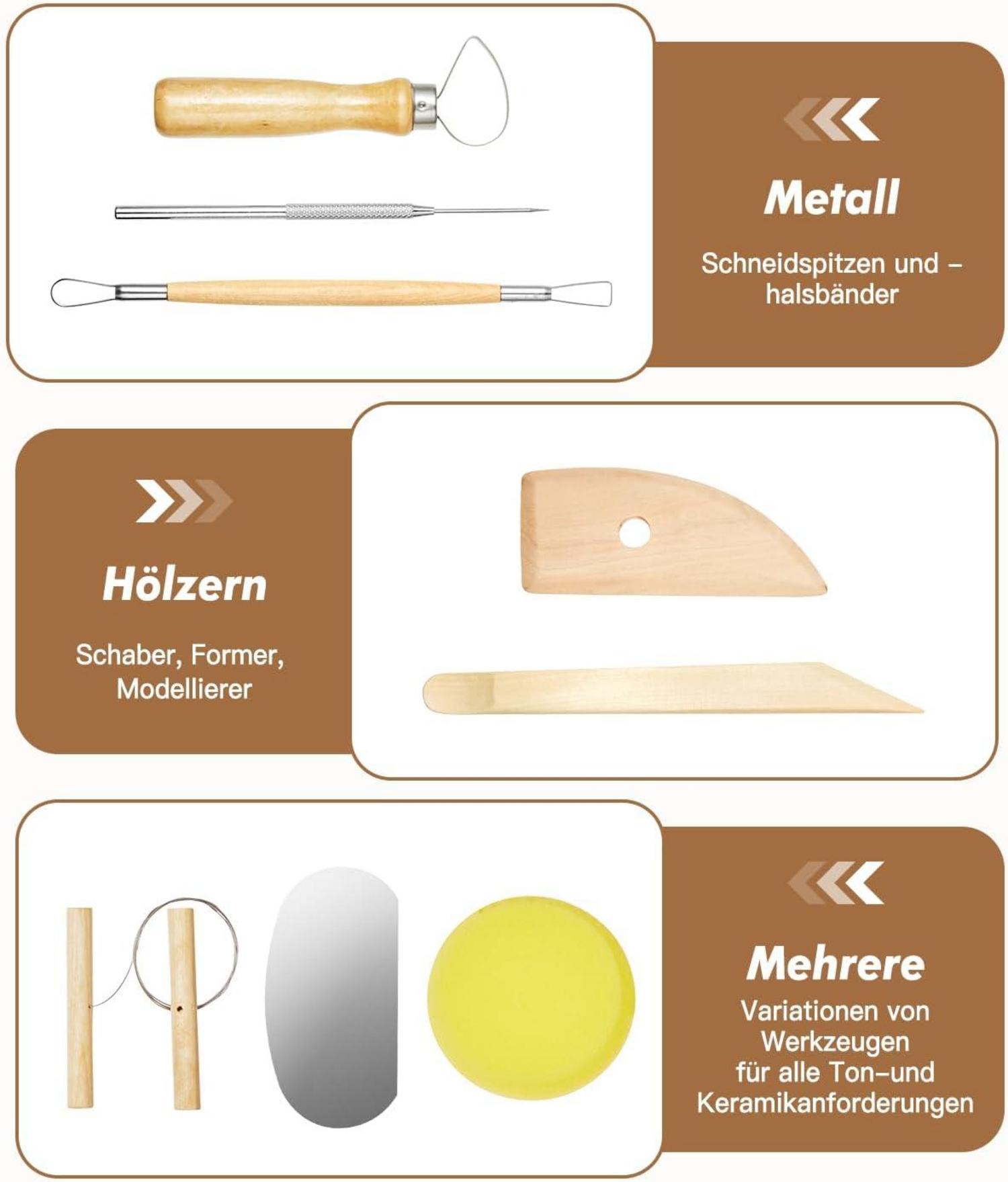 Anpro 8 Stück Modellierwerkzeug Set Keramik Ton Hochwertiges Werkzeug Set