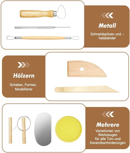 Anpro 8 Stück Modellierwerkzeug Set Keramik Ton Hochwertiges Werkzeug Set