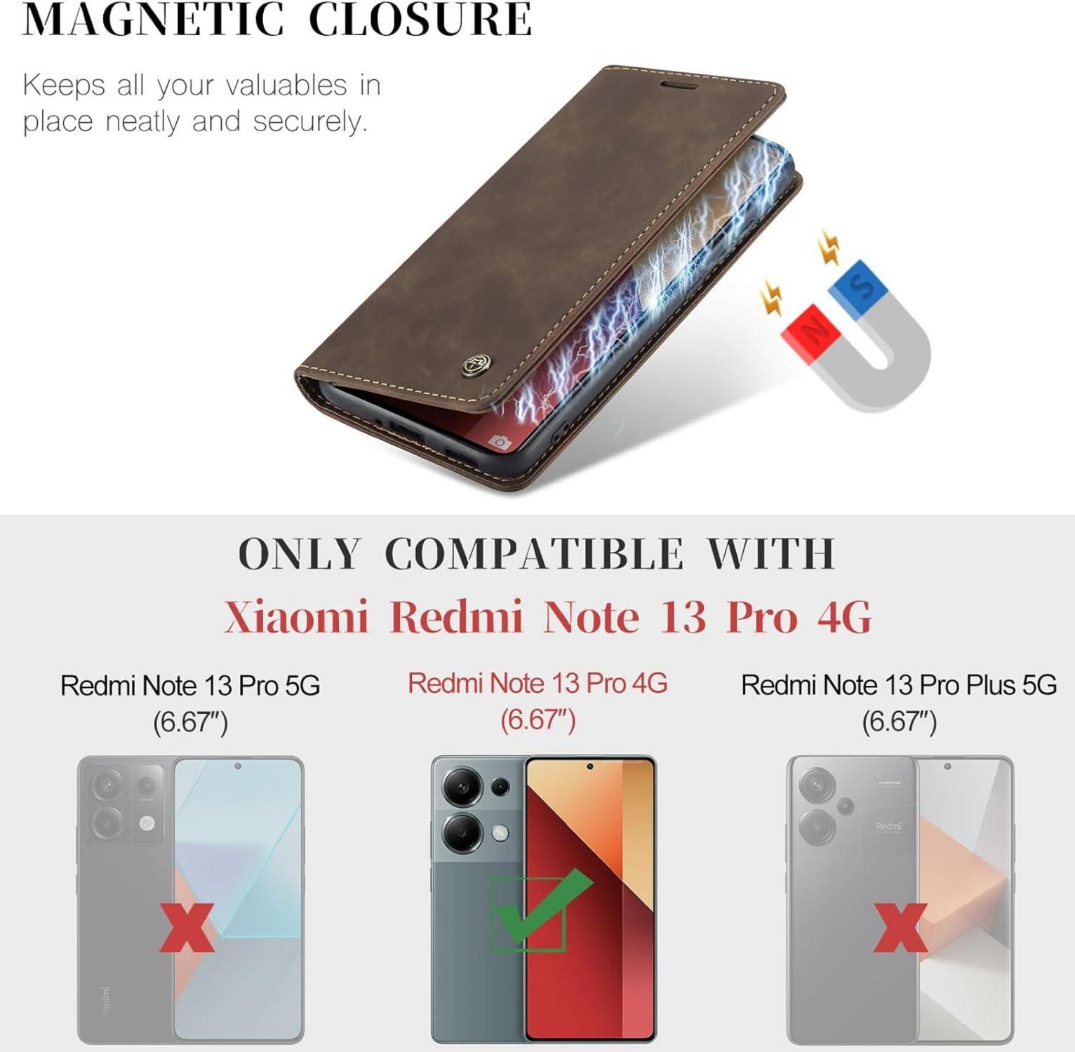 Handyhülle Xiaomi Redmi Note 13 Pro 4G Leder Klappbar Flip