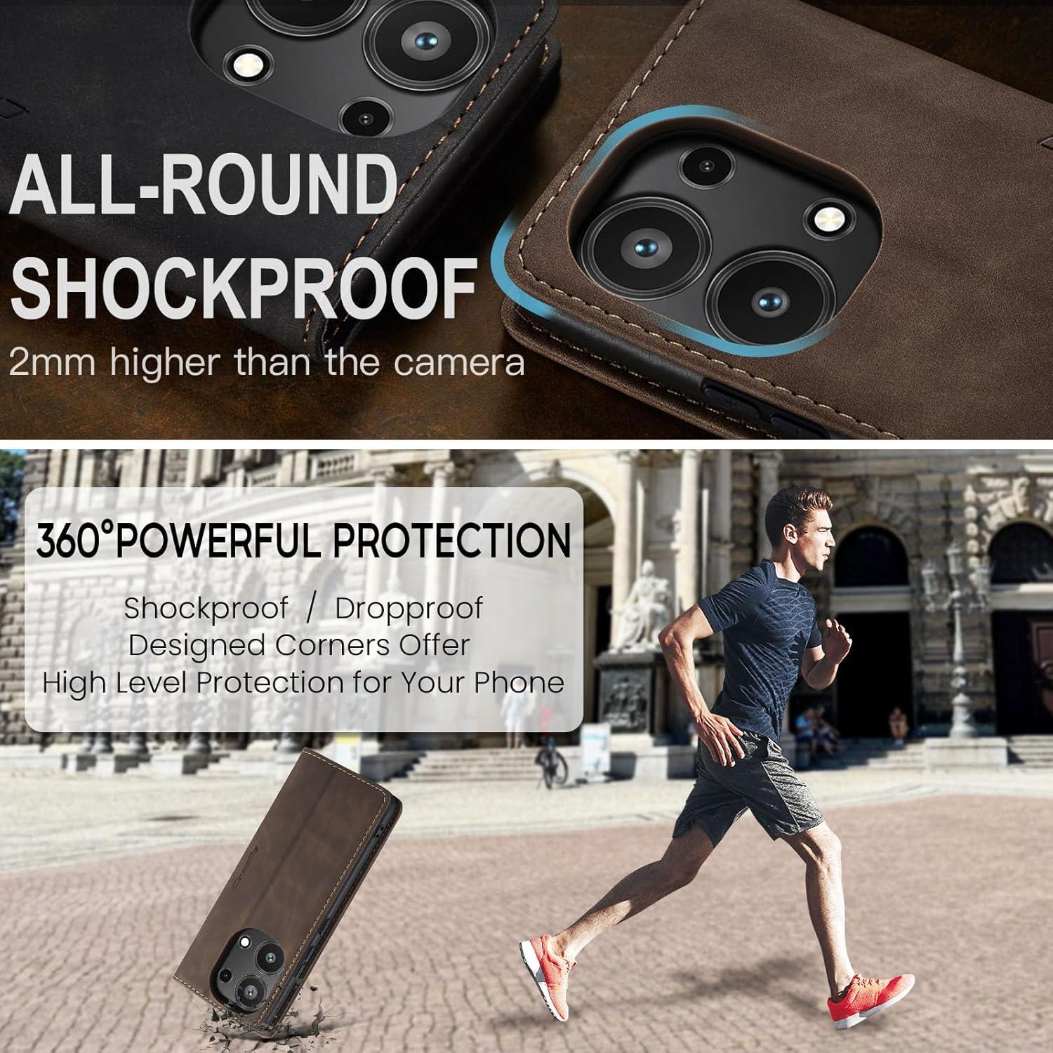 Handyhülle Xiaomi Redmi Note 13 Pro 4G Leder Flip Case Kaffee