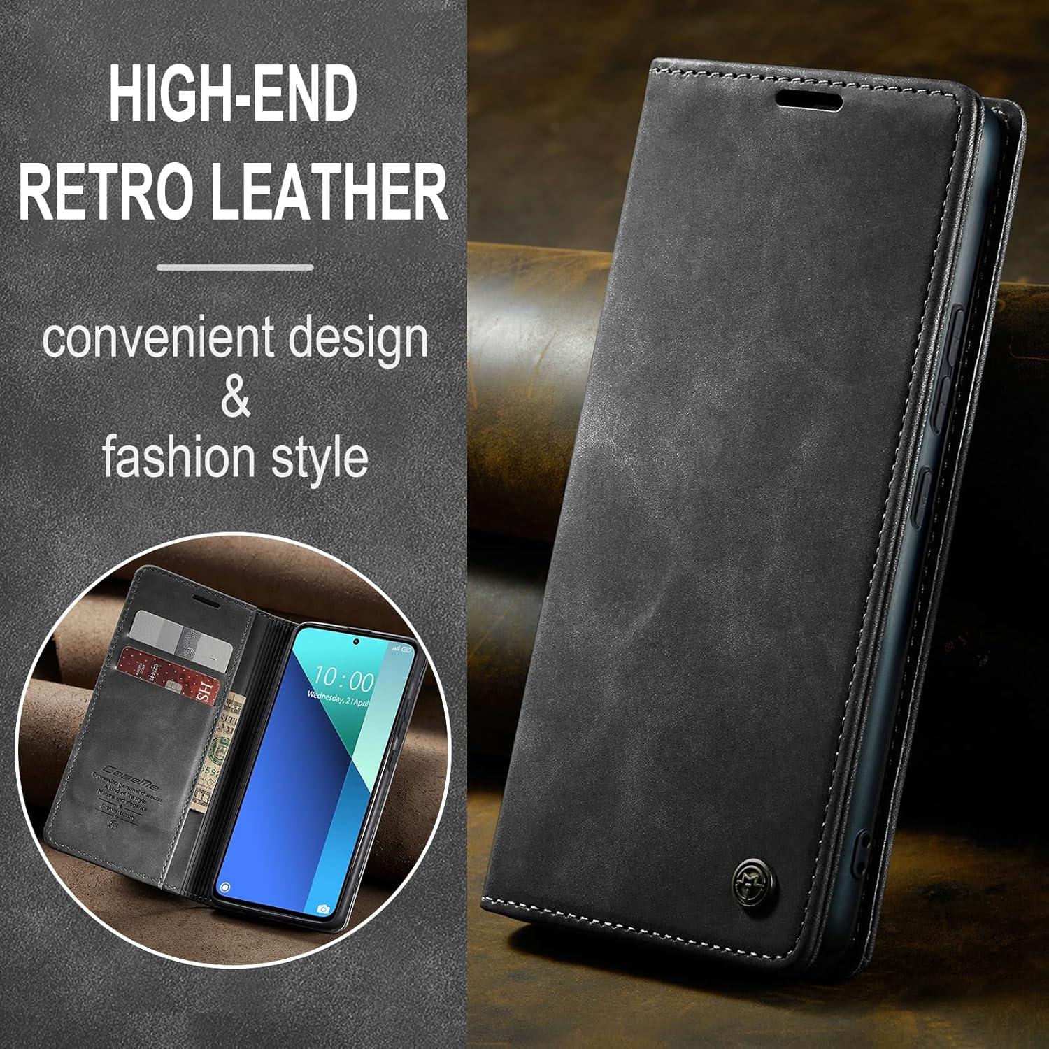 Handyhülle Xiaomi Redmi Note 13 4G Premium Leder Flip Case Grau