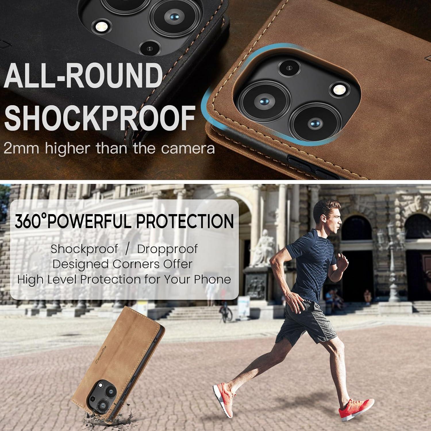 Handyhülle Xiaomi Redmi Note 13 Pro 4G Leder Flip Case Braun