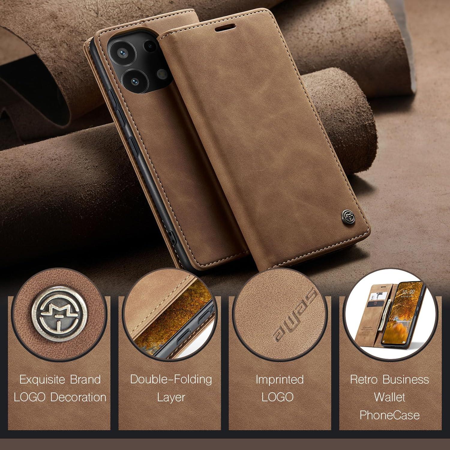 Handyhülle Xiaomi Redmi Note 13 Pro 4G Leder Flip Case Braun