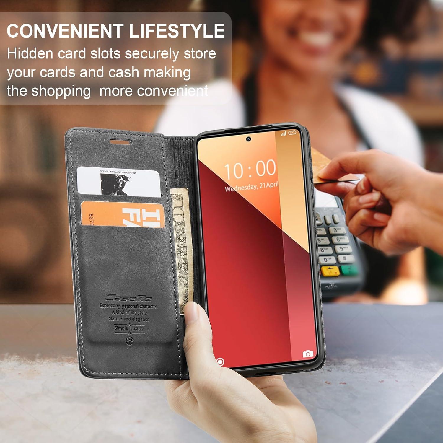KZB Handyhülle Xiaomi Redmi Note 13 Pro 4G Premium Leder Flip Case Grau