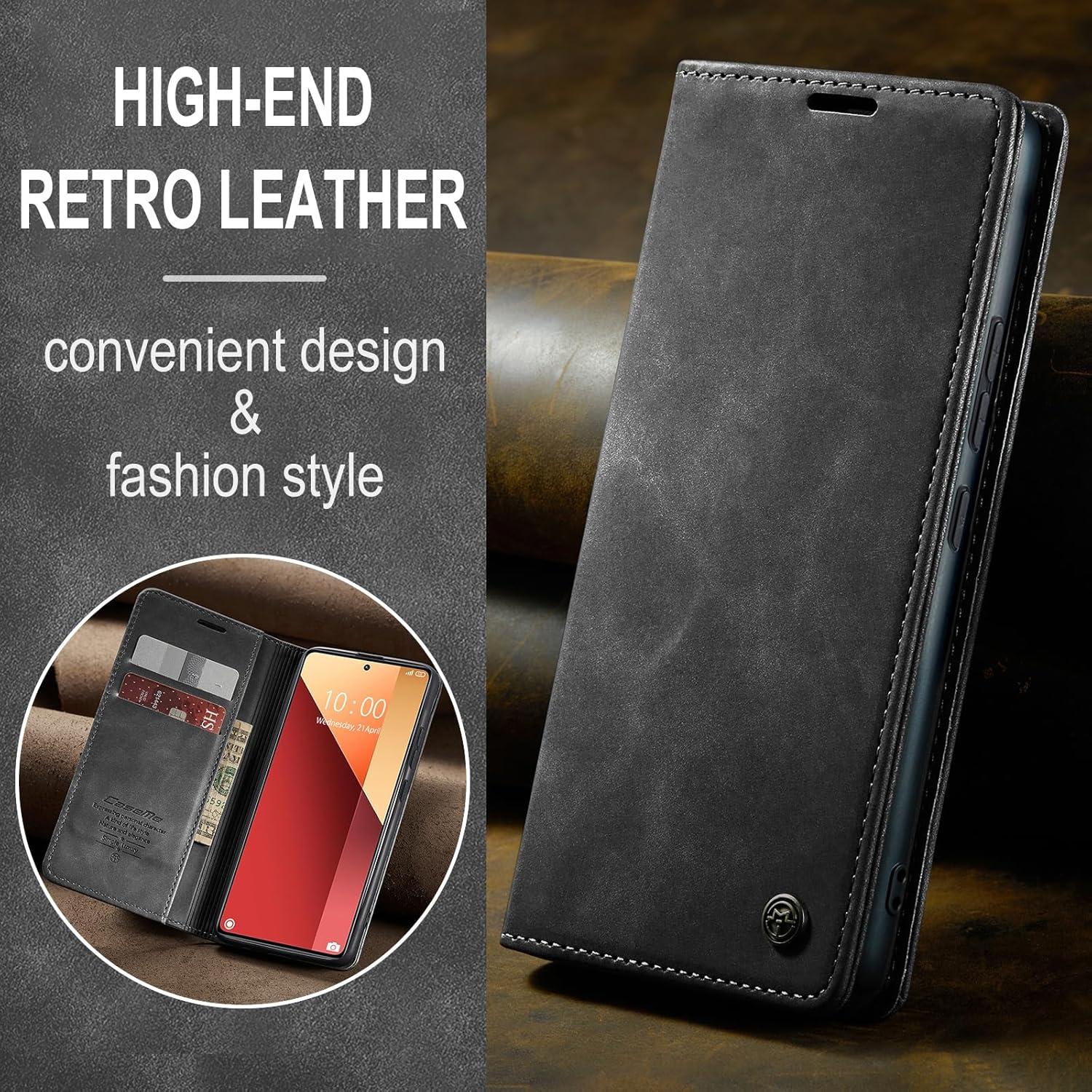 Handyhülle Xiaomi Redmi Note 13 Pro 4G Leder Grau Magnet Standfunktion