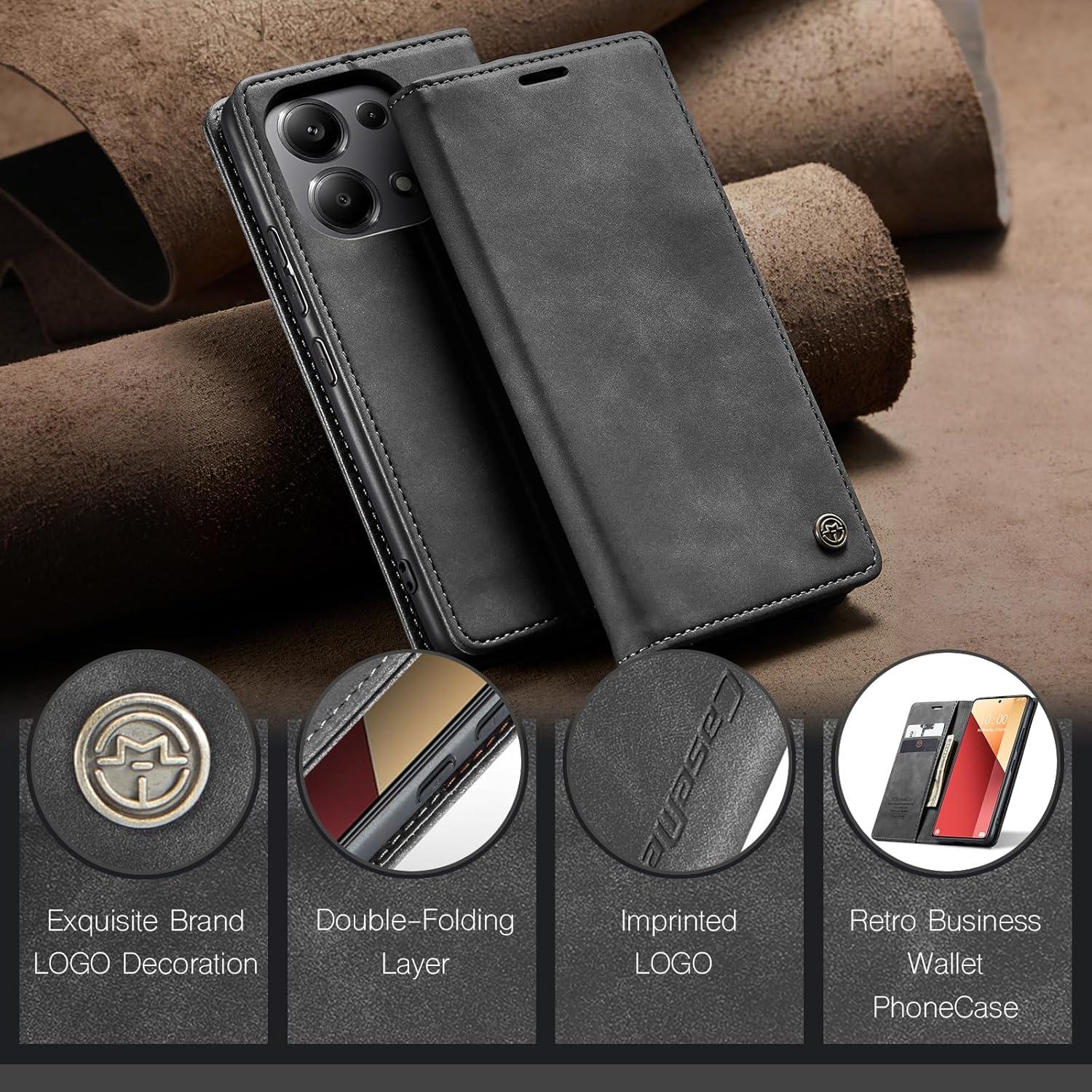 Xiaomi Redmi Note 13 Pro 4G Handyhülle Leder Klappbar Tasche Standfunktion