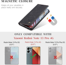 Schwarze Premium Leder Handyhülle für Xiaomi Redmi Note 13