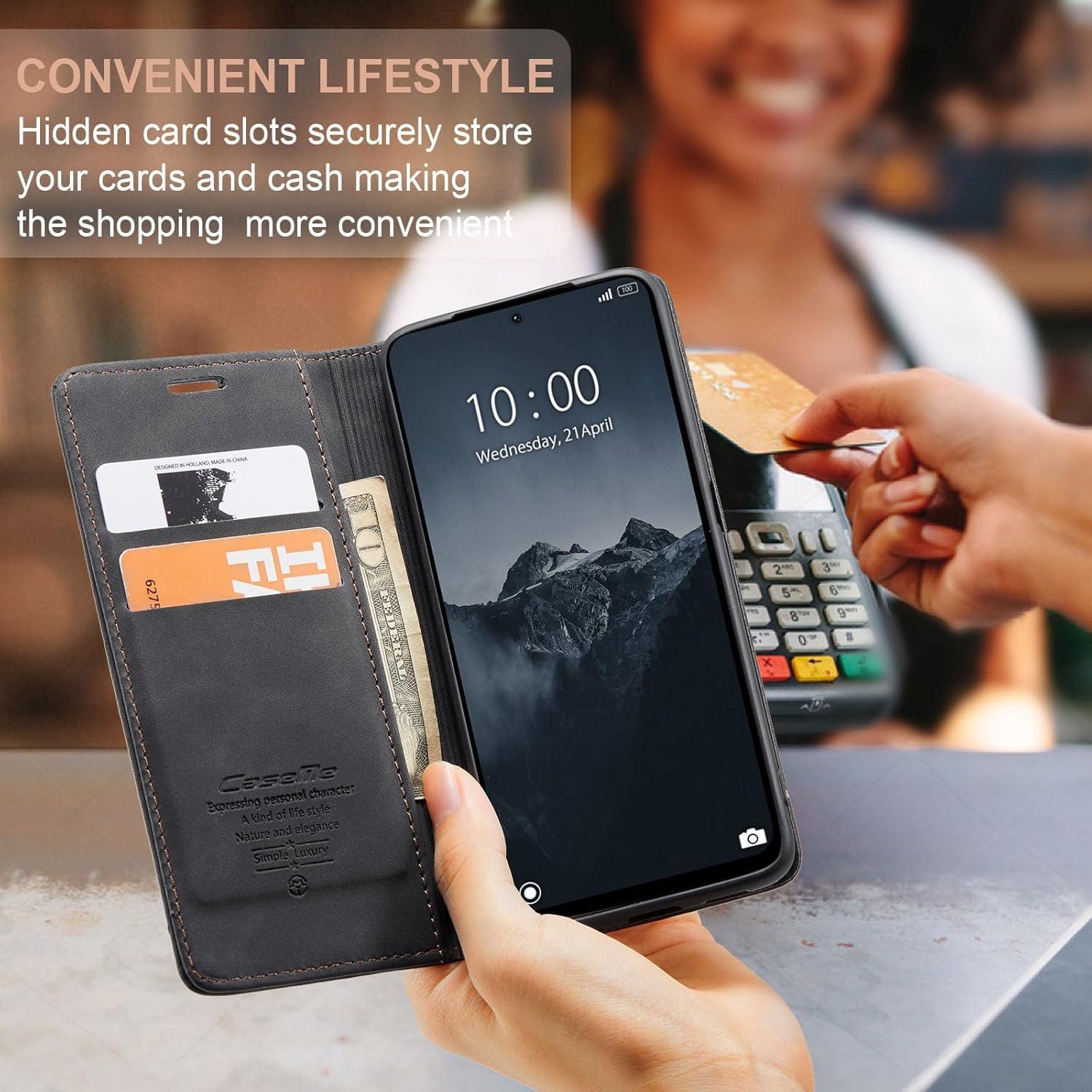 KZB Xiaomi Redmi Note 13 Pro 4G Handyhülle Premium Leder Flip Case Schwarz