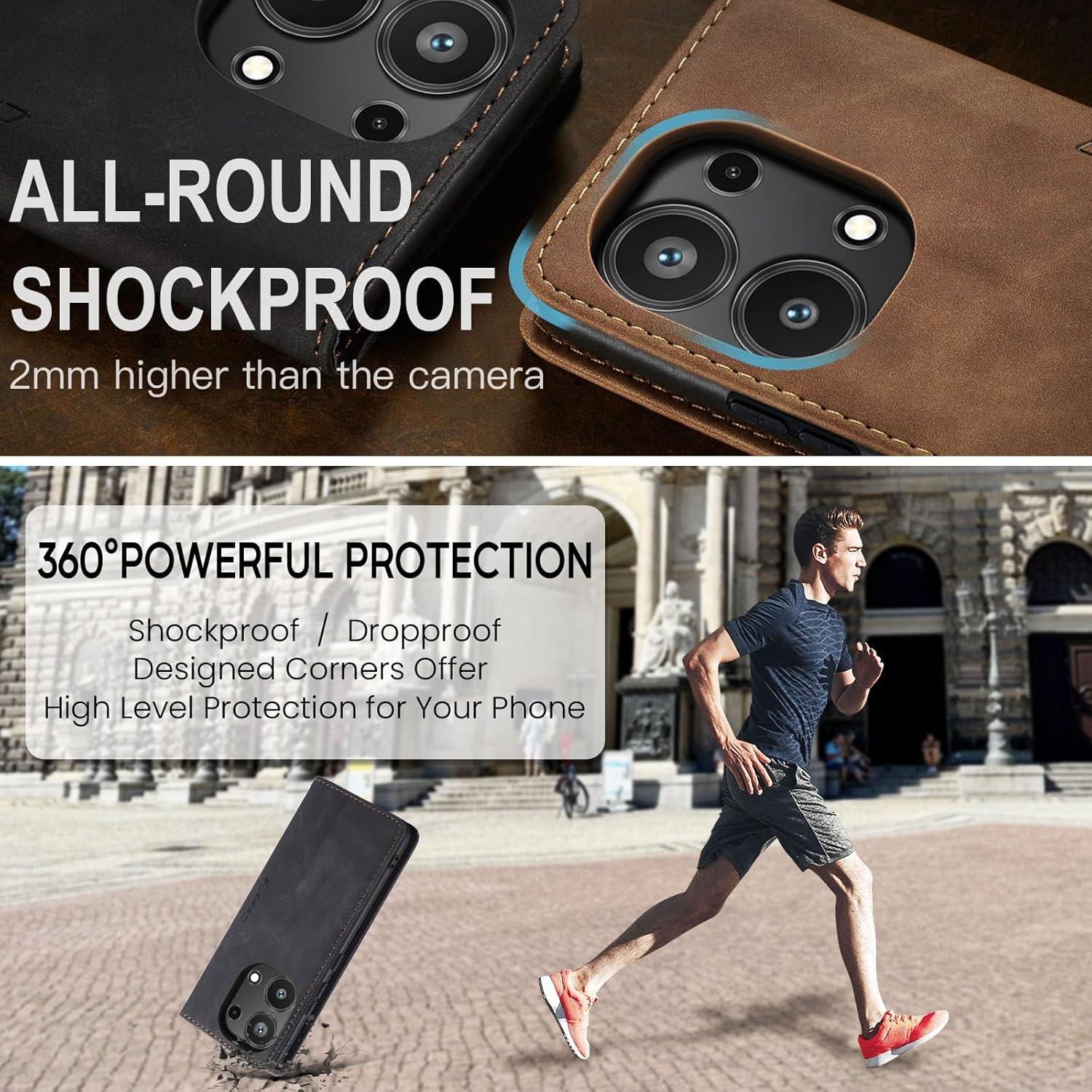 Handyhülle Xiaomi Redmi Note 13 Pro 4G Leder Flip Case Schwarz