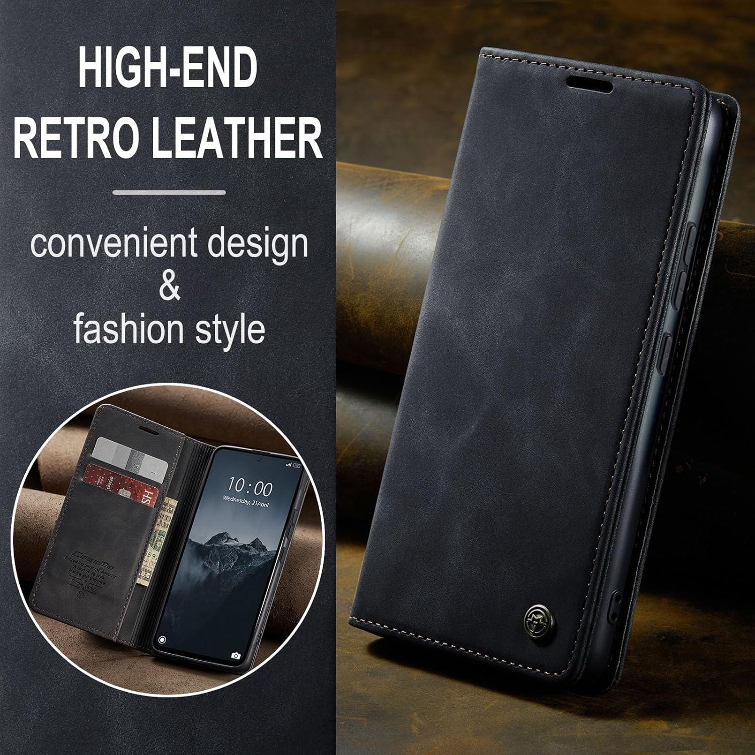 Handyhülle Xiaomi Redmi Note 13 Pro 4G Leder Flip Case Schwarz