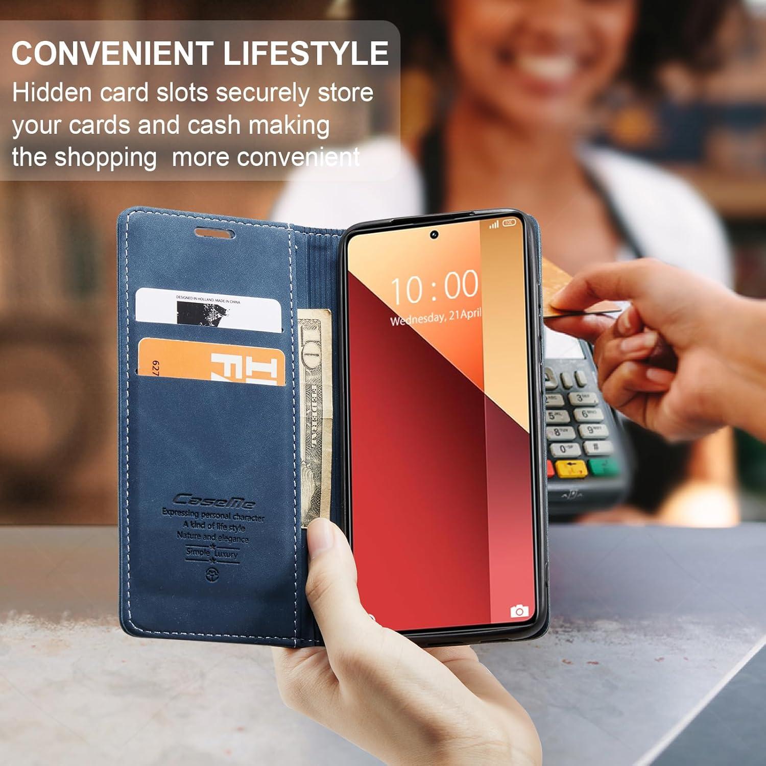 Xiaomi Redmi Note 13 Pro 4G Handyhülle Blau Leder Wallet Case