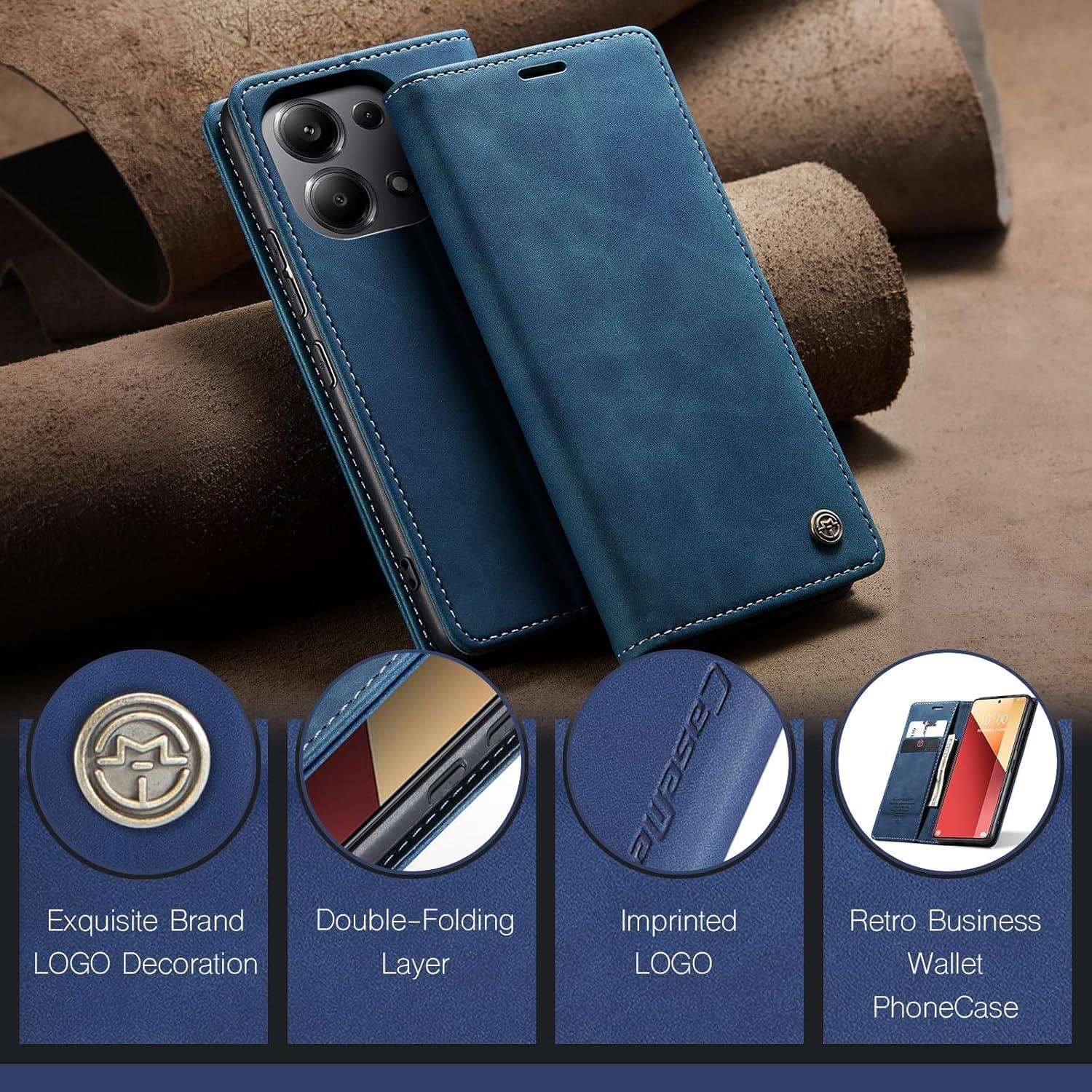 Handyhülle Xiaomi Redmi Note 13 Pro 4G Premium Leder Blau Magnet