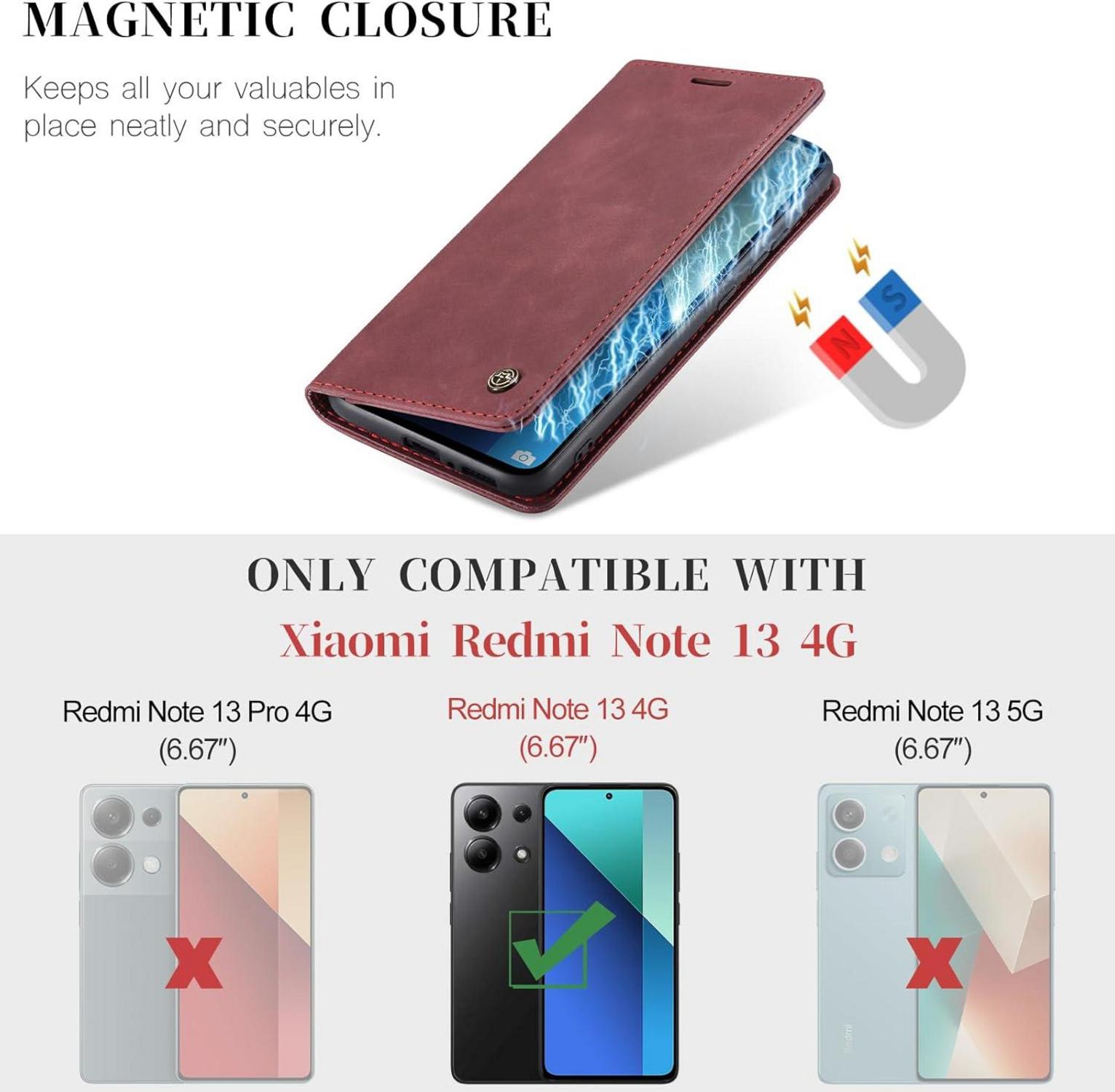 Xiaomi Redmi Note 13 4G Handyhülle Premium Lederhülle Flip