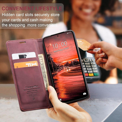 KZB Xiaomi Redmi Note 13 4G Handyhülle Premium Leder Flip Case - Weinrot
