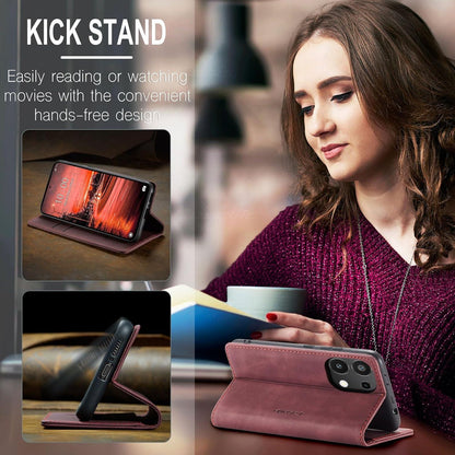 Handyhülle Xiaomi Redmi Note 13 4G Leder Klapphülle Weinrot Standfunktion