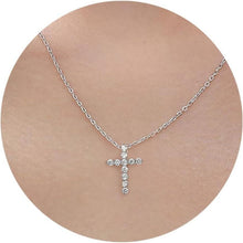 Goldkette Damen Kreuz Halskette Layered Kristall 14K Gold