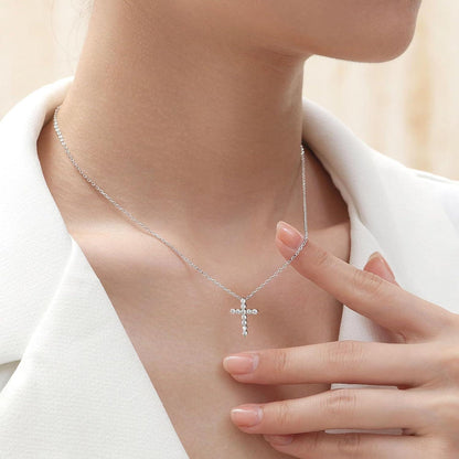 Goldkette Damen Kreuz Halskette Layered Kristall 14K Gold