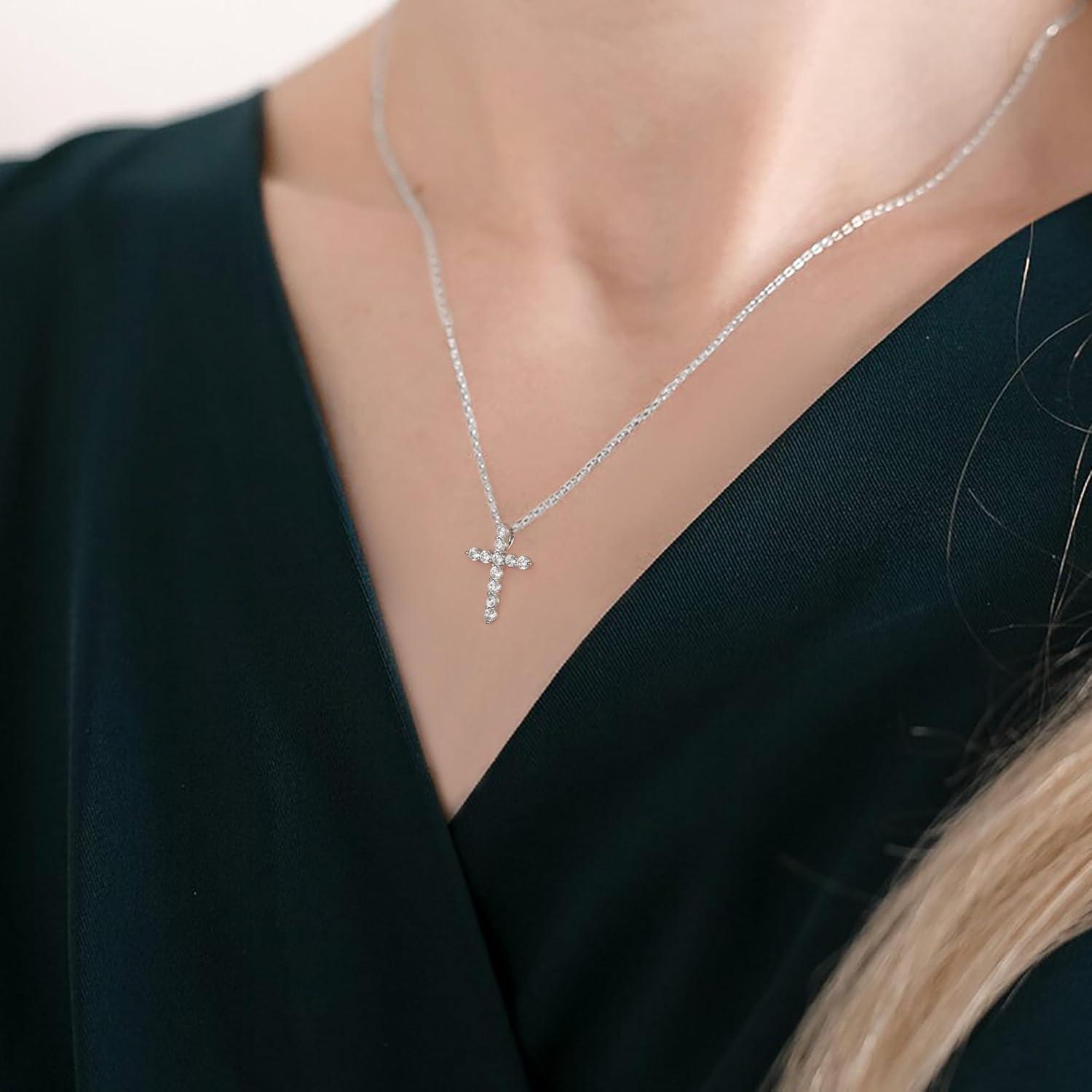 TINGN Kreuz Kette Damen - 14K Gold Vergoldet Layered Kreuzkette Halskette Gold Modeschmuck