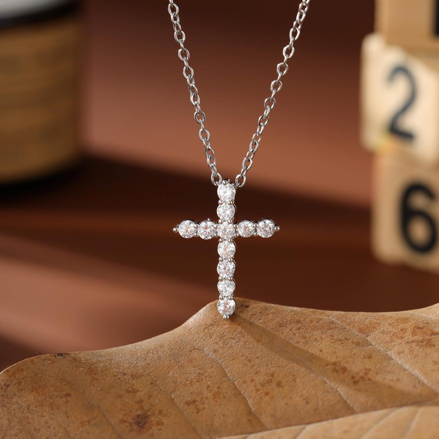 Kreuz Kette für Damen 14K Gold Vergoldet Layered Kreuzkette
