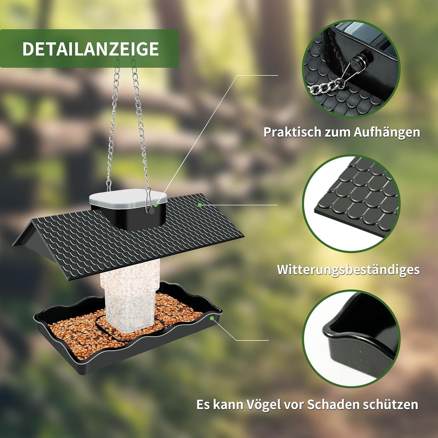 Faltbares Vogelfutterhaus für Garten Balkon Terrasse Schwarz