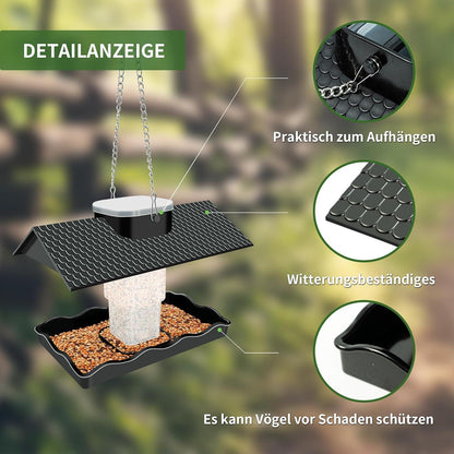 Faltbares Vogelfutterhaus für Garten Balkon Terrasse Schwarz